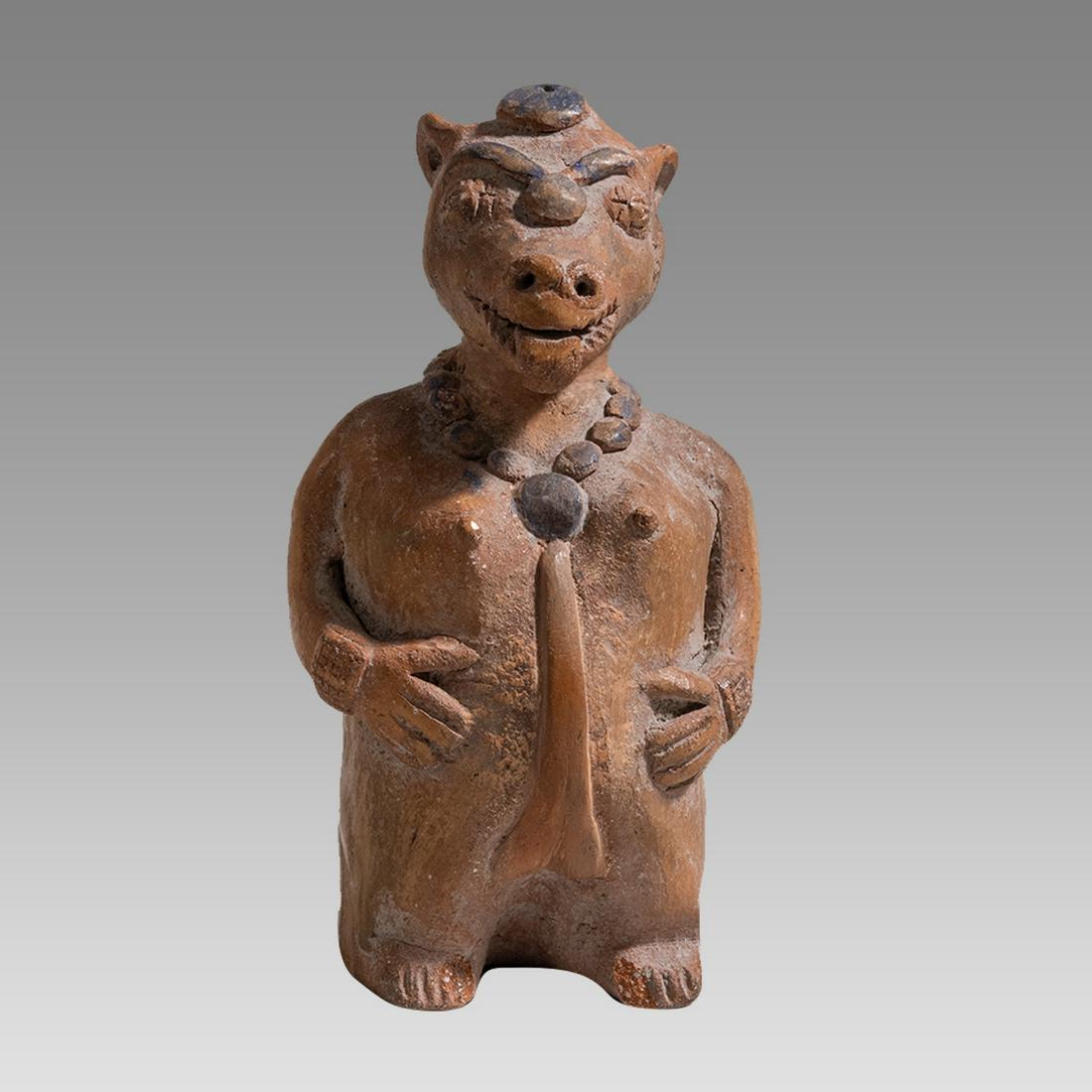 Maya Style Figural Whistle. Size 4 1/4 inches high.: Maya Style Figural Whistle. Size 4 1/4 inches high.