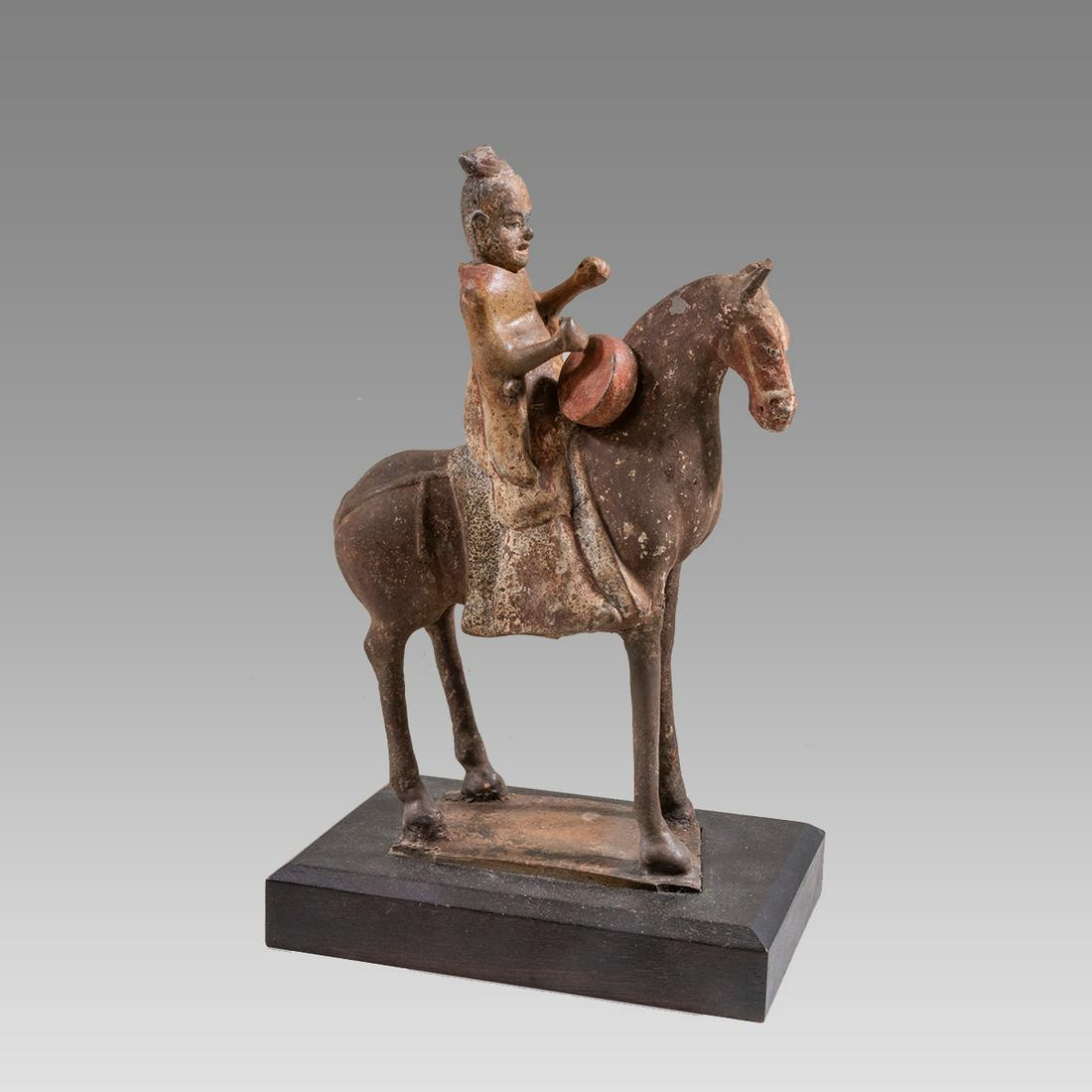 Chinese Tang Dynasty Pottery Horse, Rider. (1 of 3)