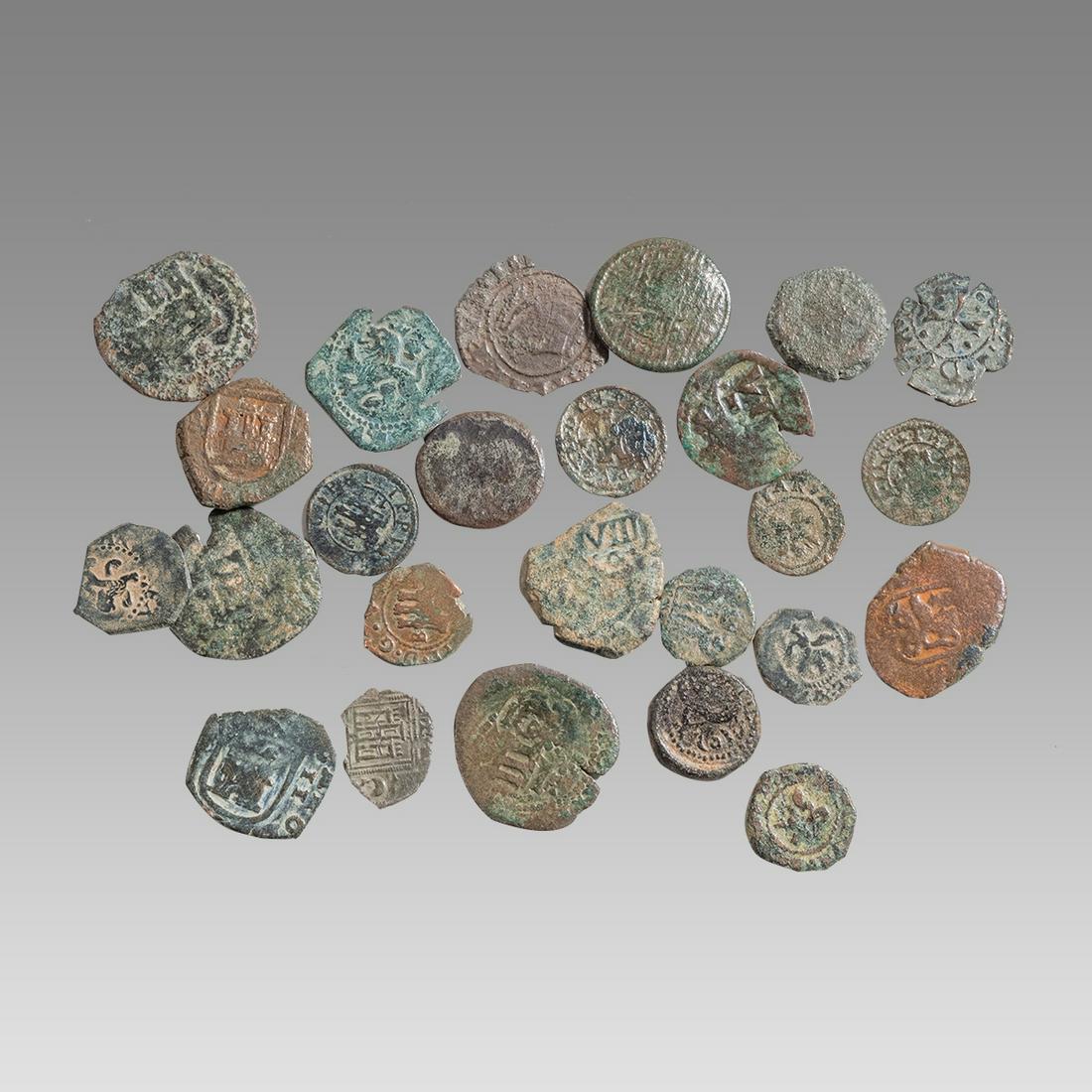 Lot of 25 Medieval Spain Bronze Coins c.15th century AD. (1 of 1)