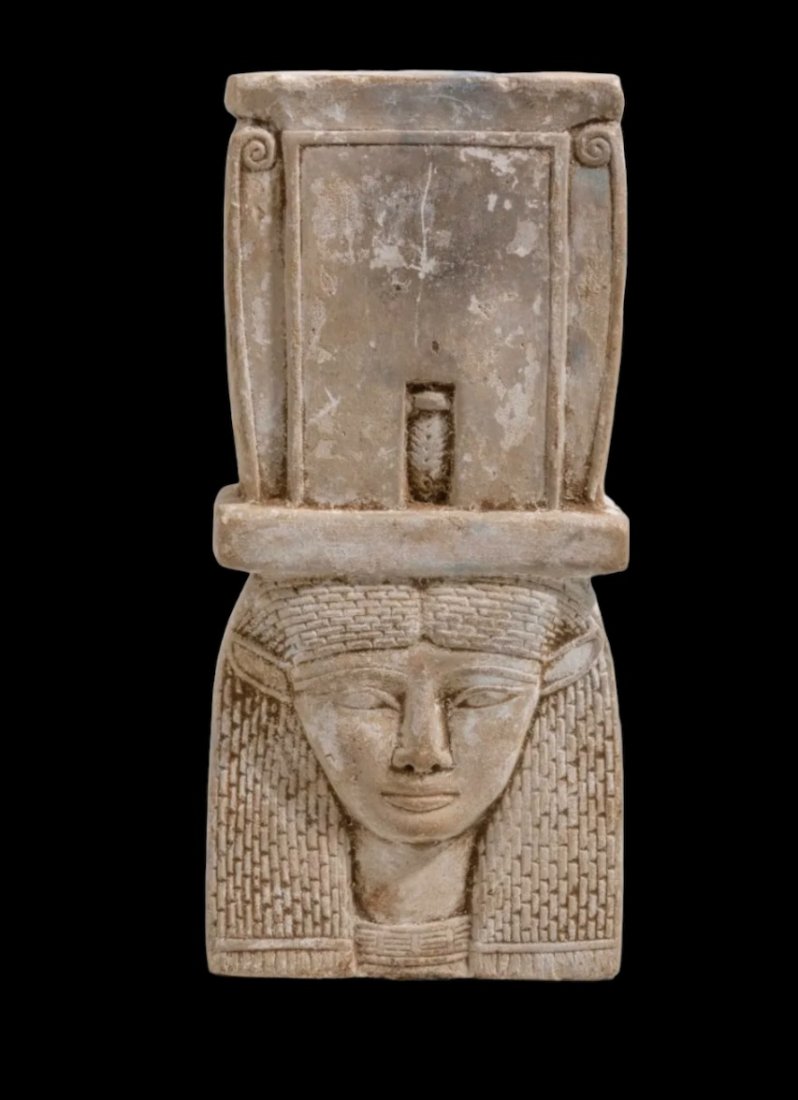 Egyptian Style Limestone Double Side Hathor Statue (1 of 3)