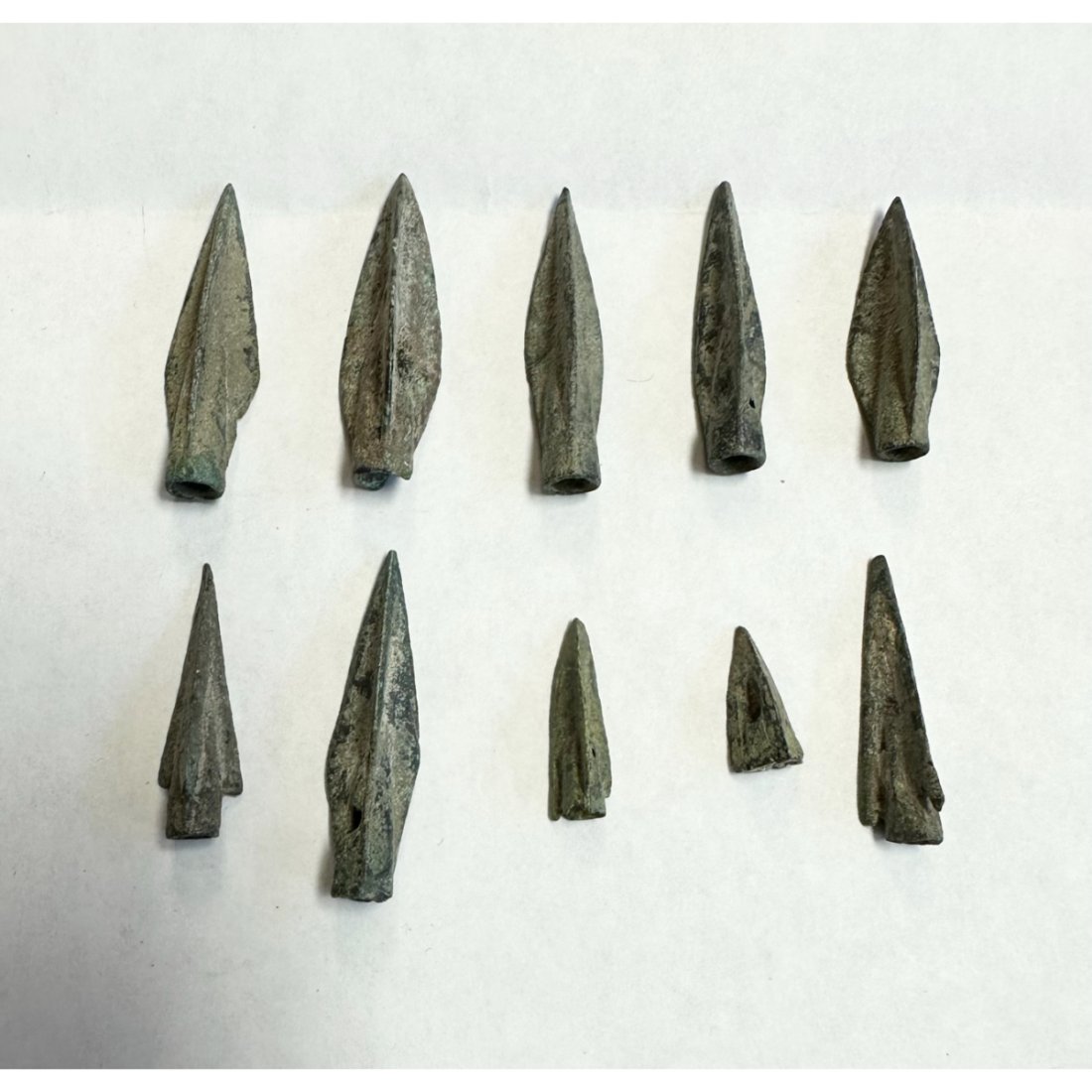 Lot of 10 Ancient Roman Bronze Arrow Heads c.1st century AD. (1 of 2)