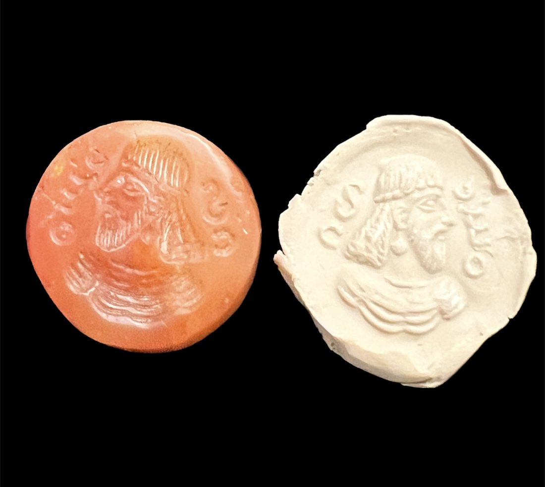 Ancient Sassanian Agate Intaglio Seal With Priest, Inscriptions c.2nd-3rd century AD. (1 of 5)