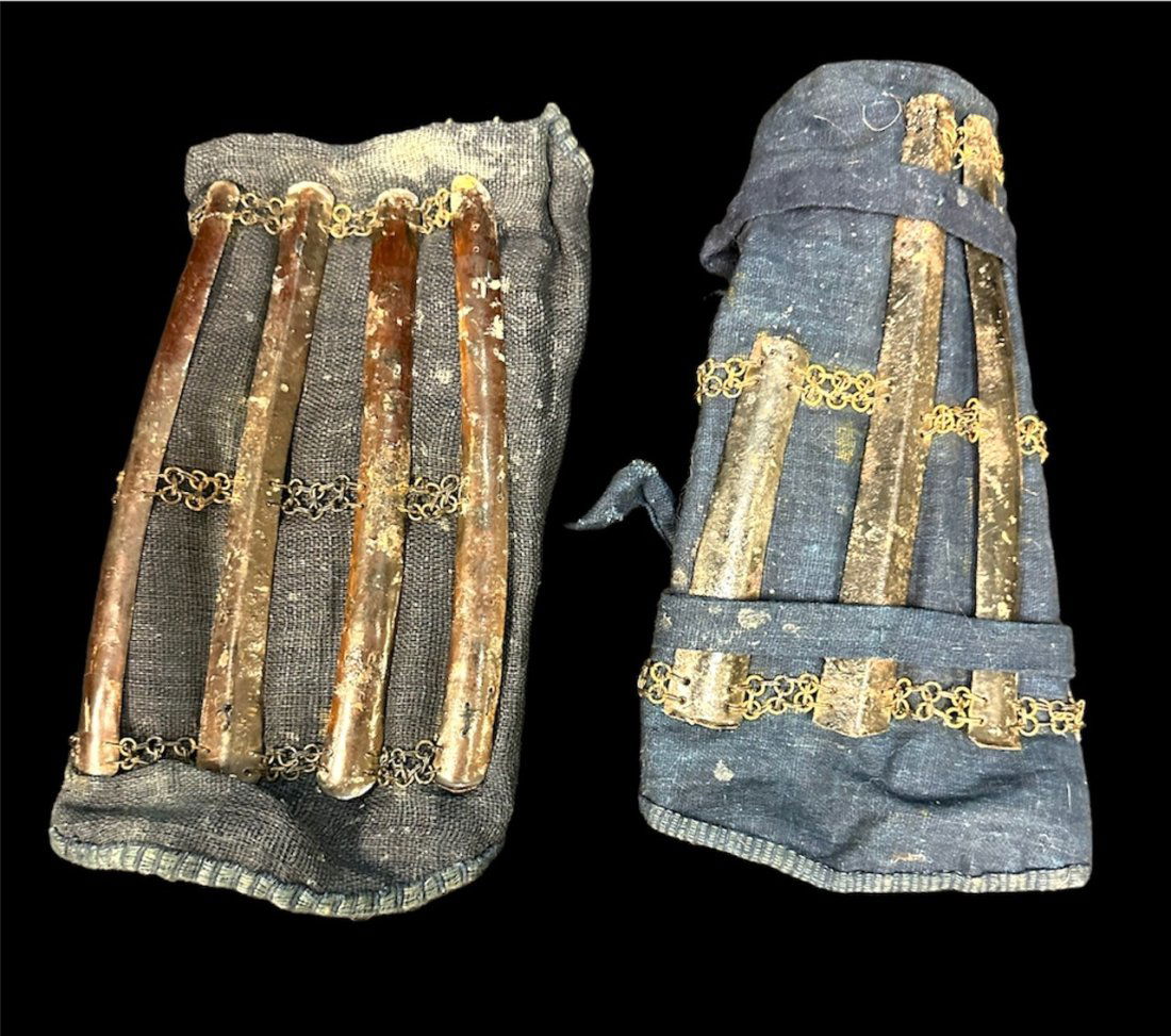 Antique Japanese, Samurai, Edo Period Leg Armor c.19th century. (1 of 2)