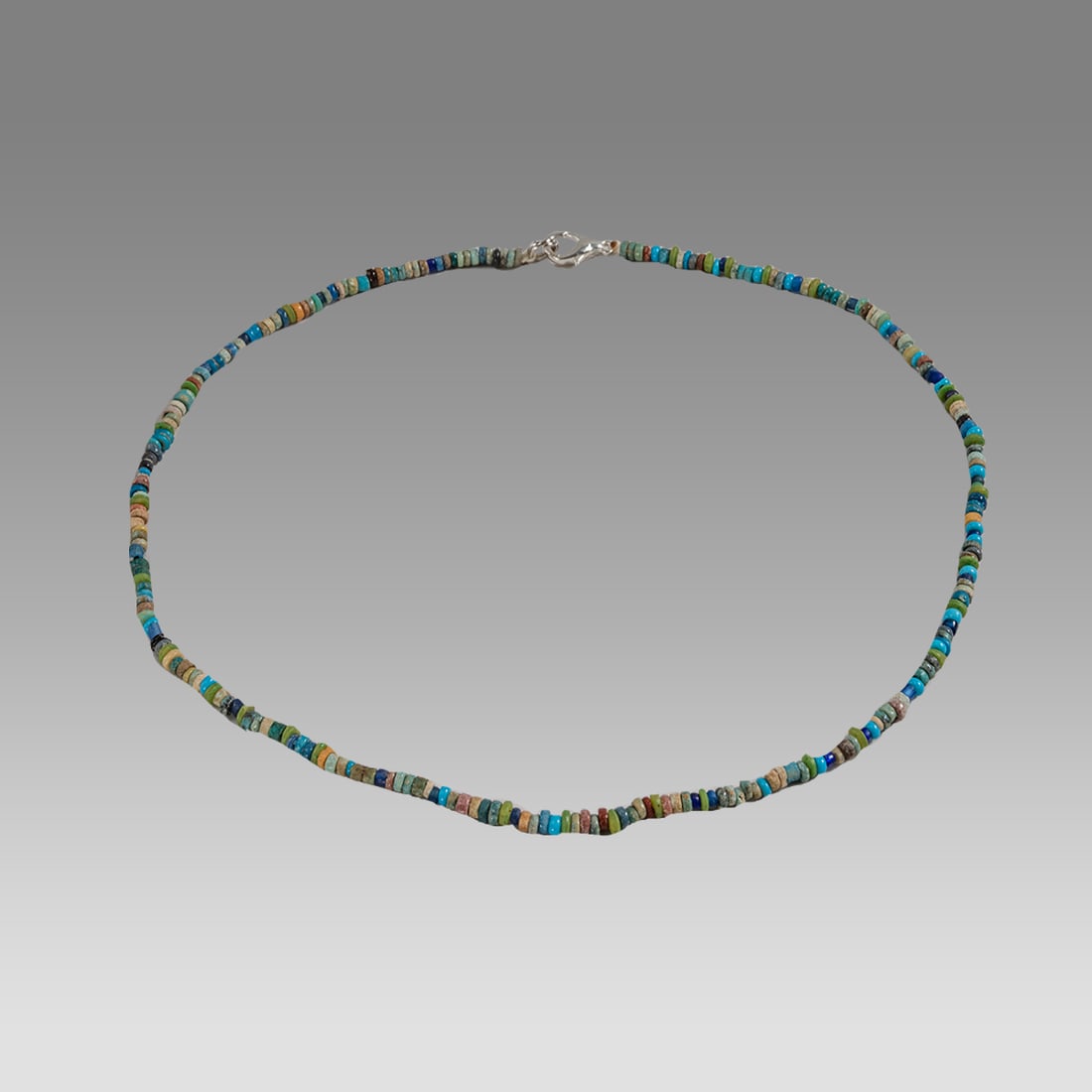 Ancient Egyptian Faience, Bead Necklace c.300-50 BC.: Ancient Egyptian Faience, Bead Necklace c.300-50 BC. Size 17 1/4 inches length. Great Looking single strand Faience Bead necklace mixed with glass beads. wearable. Provenance: Ex Secret Eyes Gallery N