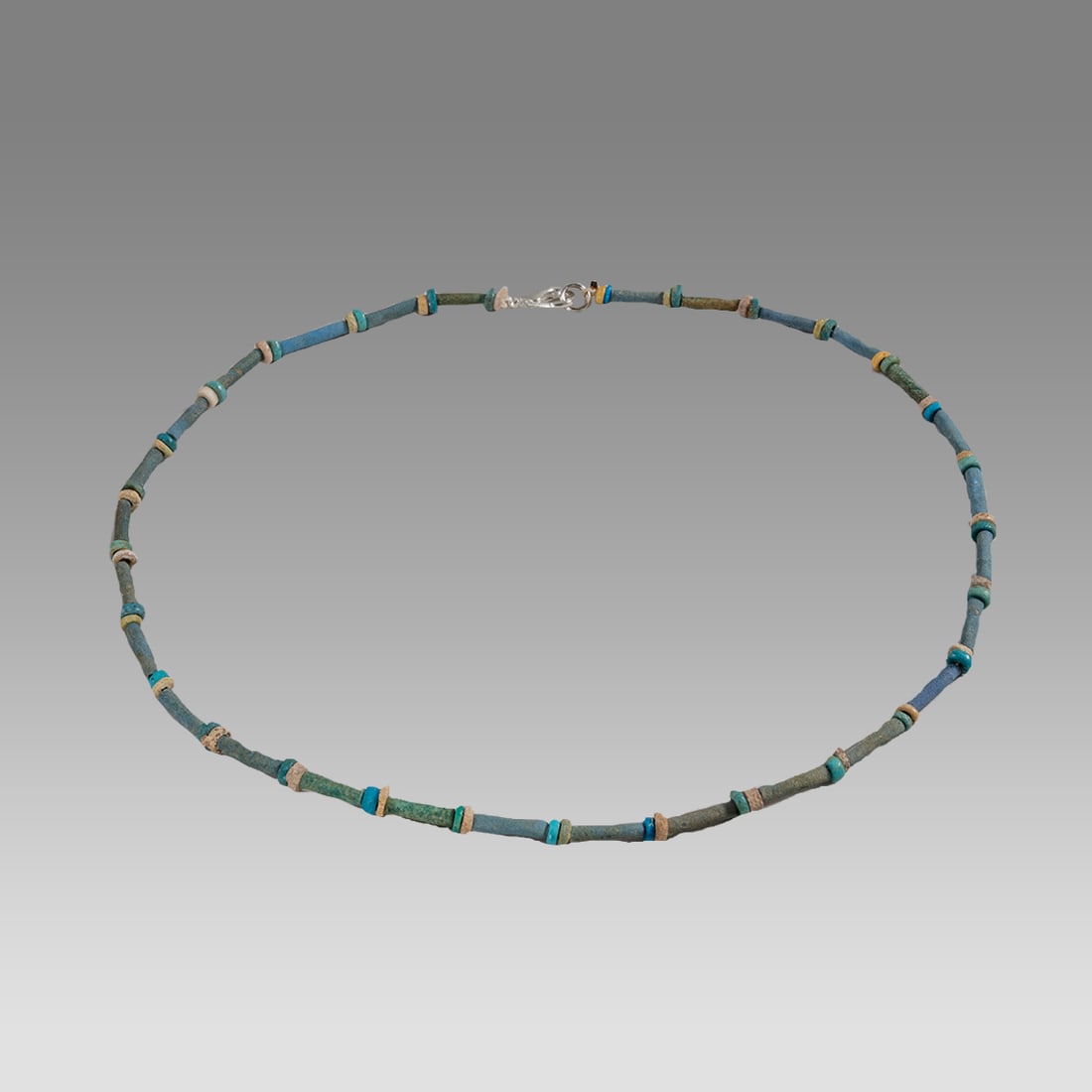 Ancient Egyptian Faience, Bead Necklace c.300-50 BC.: Ancient Egyptian Faience, Bead Necklace c.300-50 BC. Size 18 inches length. Great Looking single strand Faience Bead necklace. wearable. Provenance: Ex Secret Eyes Gallery New York 1970's-1980's