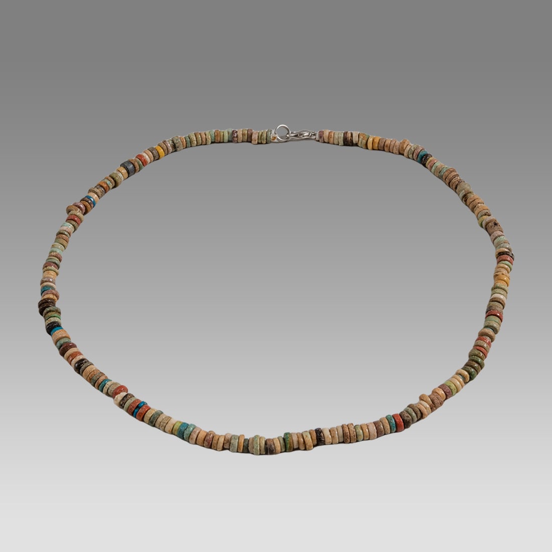 Ancient Egyptian Faience, Bead Necklace c.300-50 BC.: Ancient Egyptian Faience, Bead Necklace c.300-50 BC. Size 17 1/4 inches length. Great Looking single strand Faience Bead necklace. wearable. Provenance: Ex Secret Eyes Gallery New York 1970's-1980's