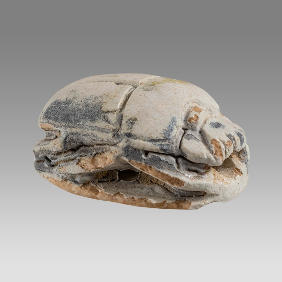 Ancient Egyptian Steatite stone Scarab c.1500-1100 BCE.: Ancient Egyptian Steatite stone Scarab c.1500-1100 BCE. Size 20 x 14 mm. Glazed steatite scarab New Kingdom with stealized beatle back. Provenance: Ex Secret Eyes Gallery New York 1970's-1980's