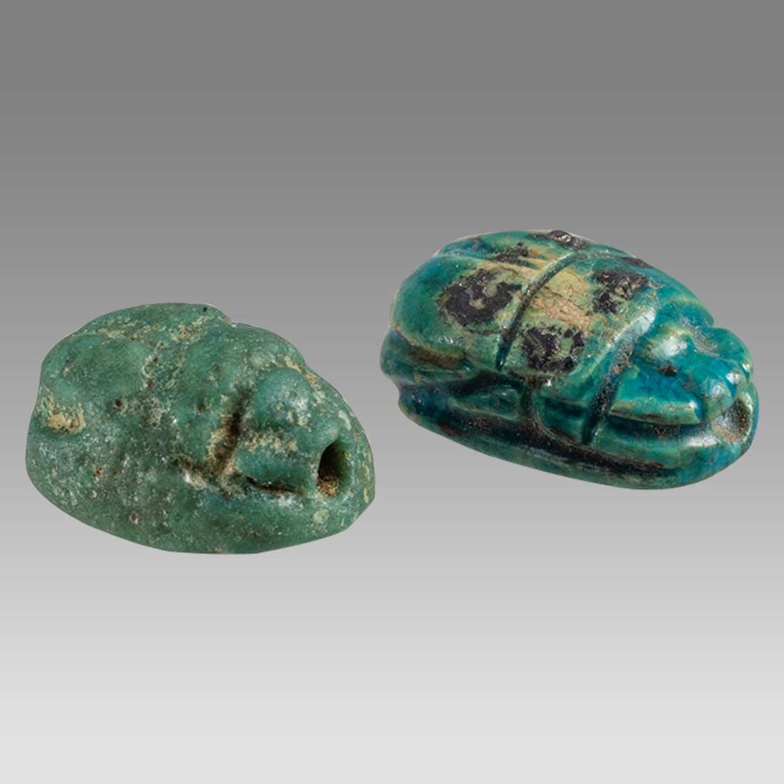 Lot of 2 Ancient Egyptian Steatite stone Scarabs c.700-30 BCE. (1 of 3)