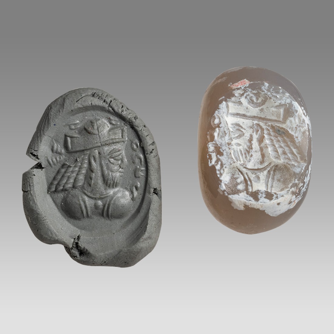 Ancient Sasanian Agate Stone Seal with Bust c.6th century AD. (1 of 2)