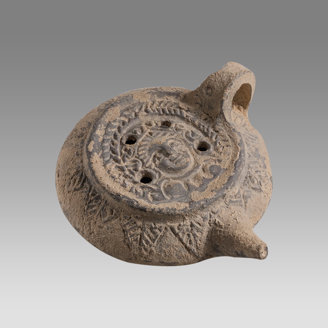 Ancient Roman Terracotta Oil Lamp with Medusa c.2nd century AD. (1 of 2)