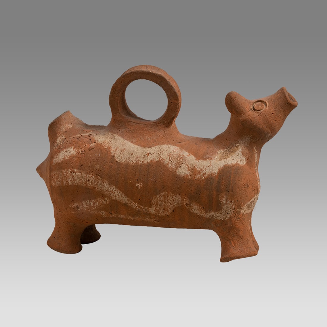 Ancient Holy Land Byzantine Terracotta Zoomorphic Bull Vessel c.6th century AD. (1 of 3)