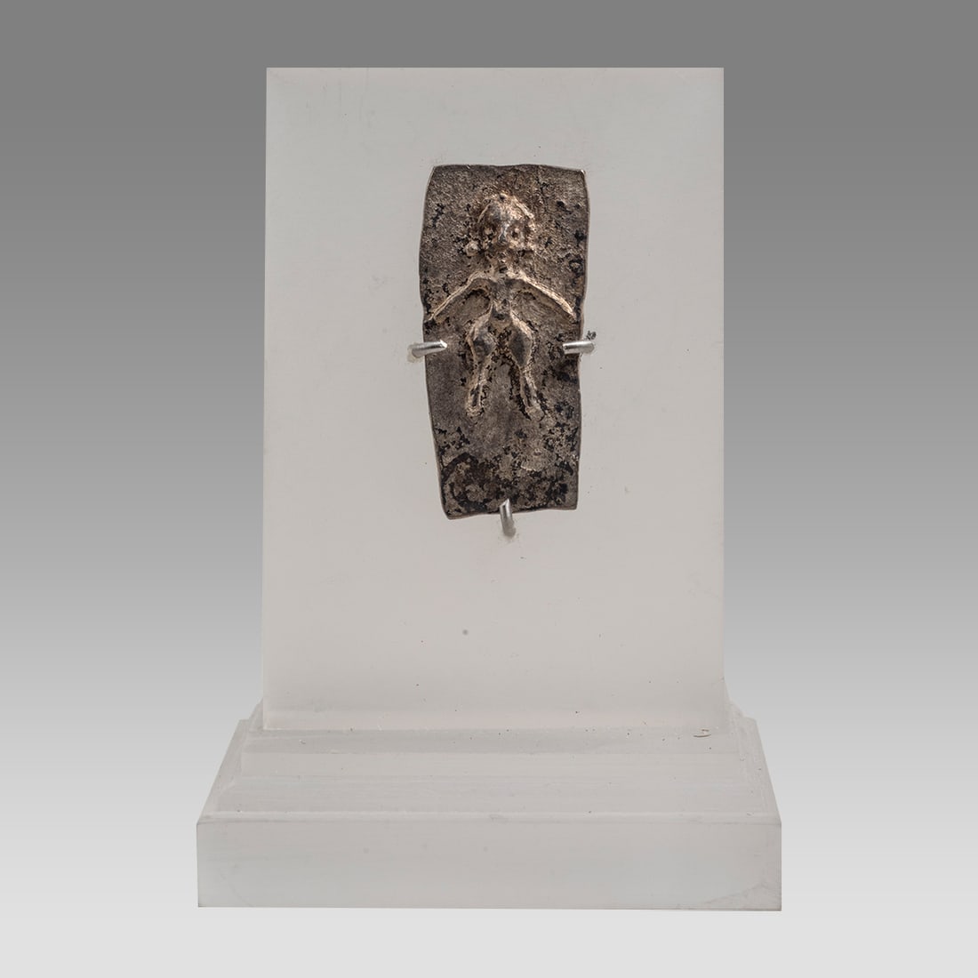 Ancient Near Eastern Parthian Silver Plaque With Idol c.1st century AD. (1 of 3)