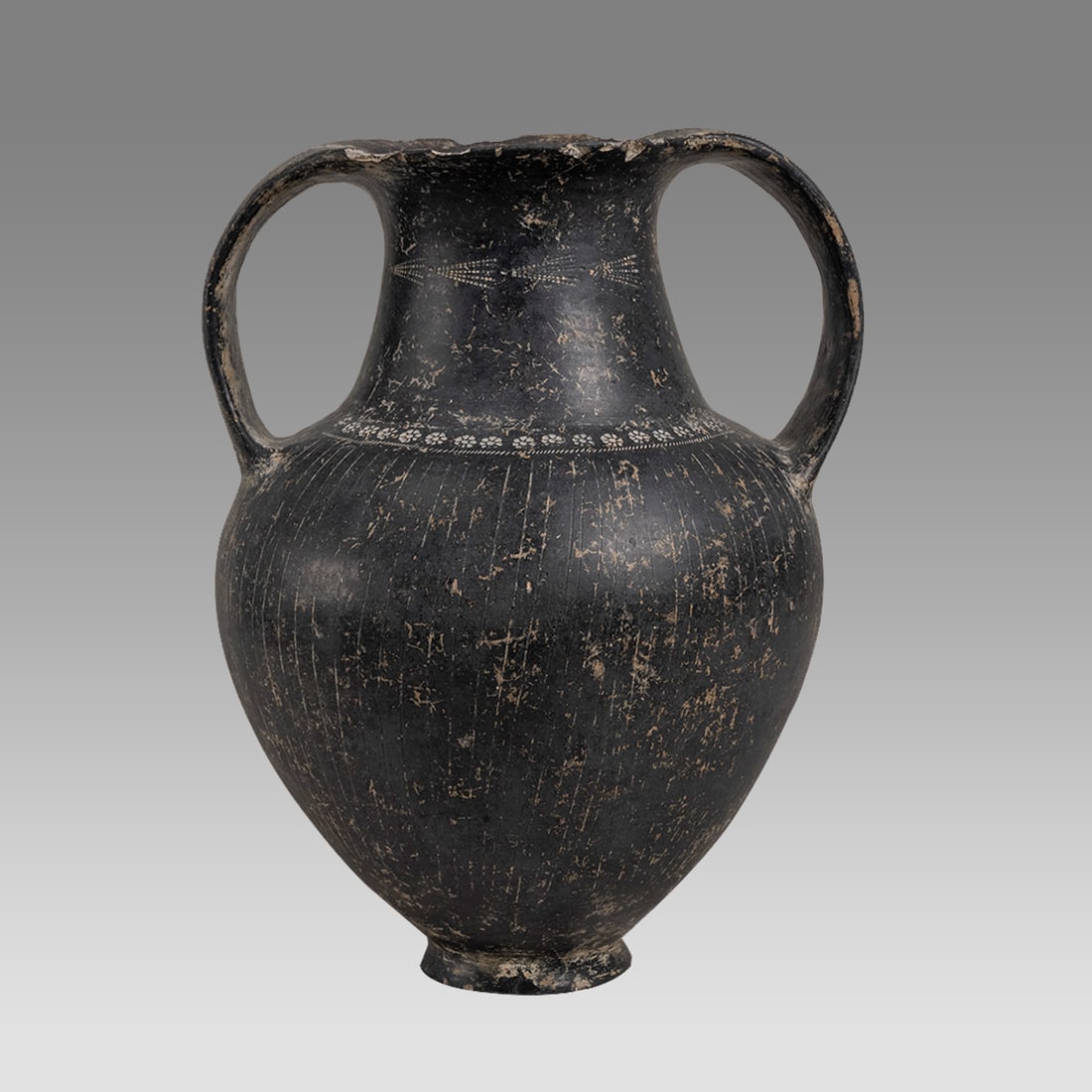 Ancient Eutruscan blackware Bucharro Amphora C.5th Cent BC. (1 of 5)