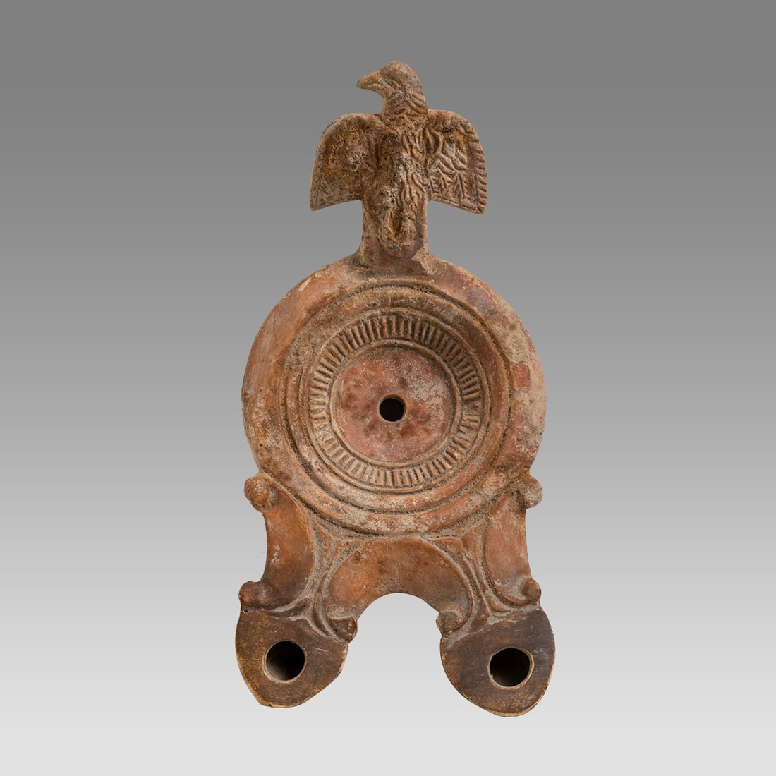 Ancient Roman Terracotta Oil Lamp with Eagle Handle c.1st cent AD. (1 of 3)