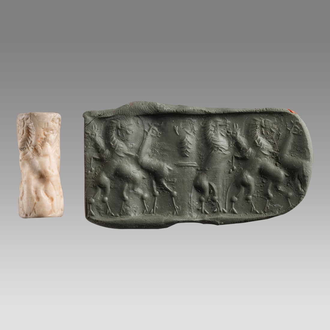 Ancient Near Eastern Akkadian Stone Cylinder Seal c.2350â€“2150 BC. (1 of 2)