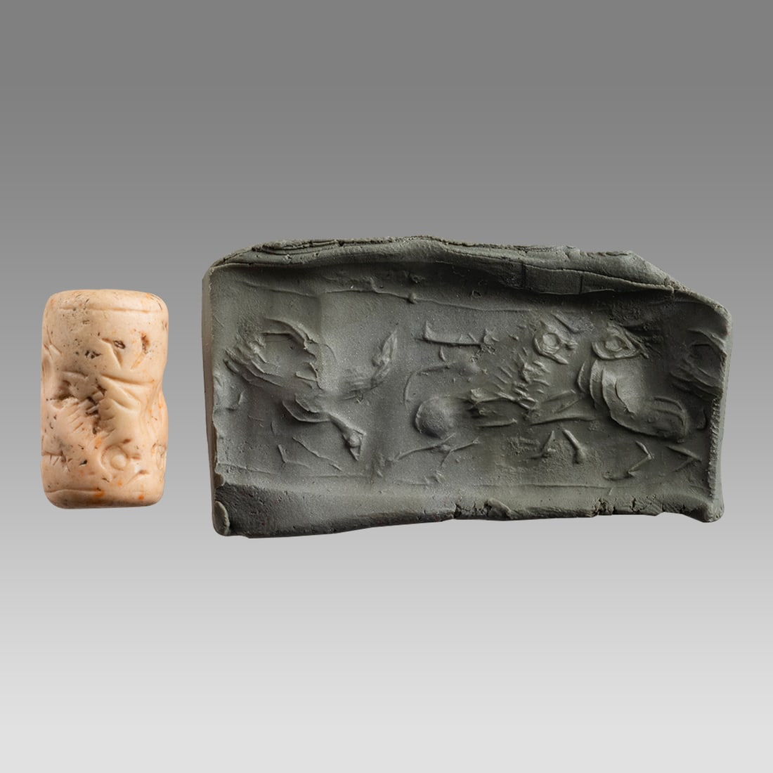 Ancient Near Eastern Akkadian Stone Cylinder Seal c.2350â€“2150 BC. (1 of 2)