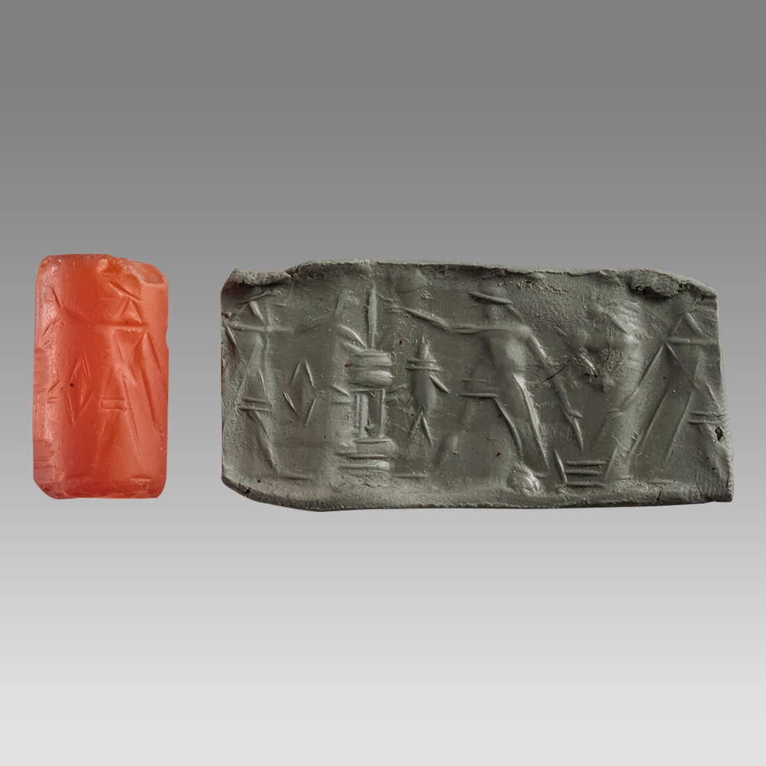 Ancient Near Eastern Neo Babylonian Agate Cylinder Seal c.800 BC. (1 of 2)