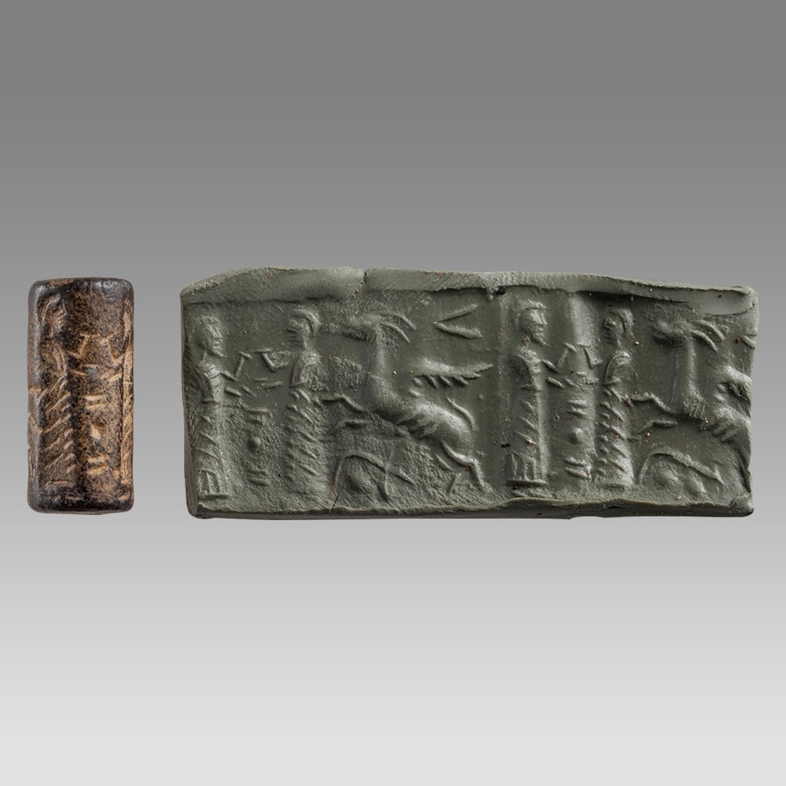 Near Eastern Style Hematite Cylinder Seal. (1 of 2)