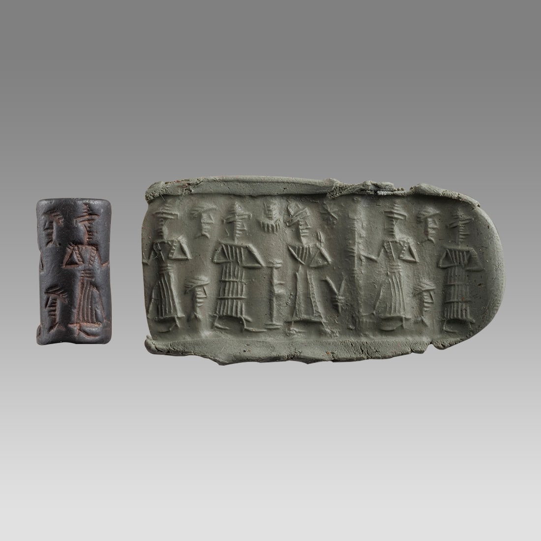 Ancient Near Eastern Ifin-Larsa Sumerian Hematite Cylinder Seal c.2100-1925 BC. (1 of 2)
