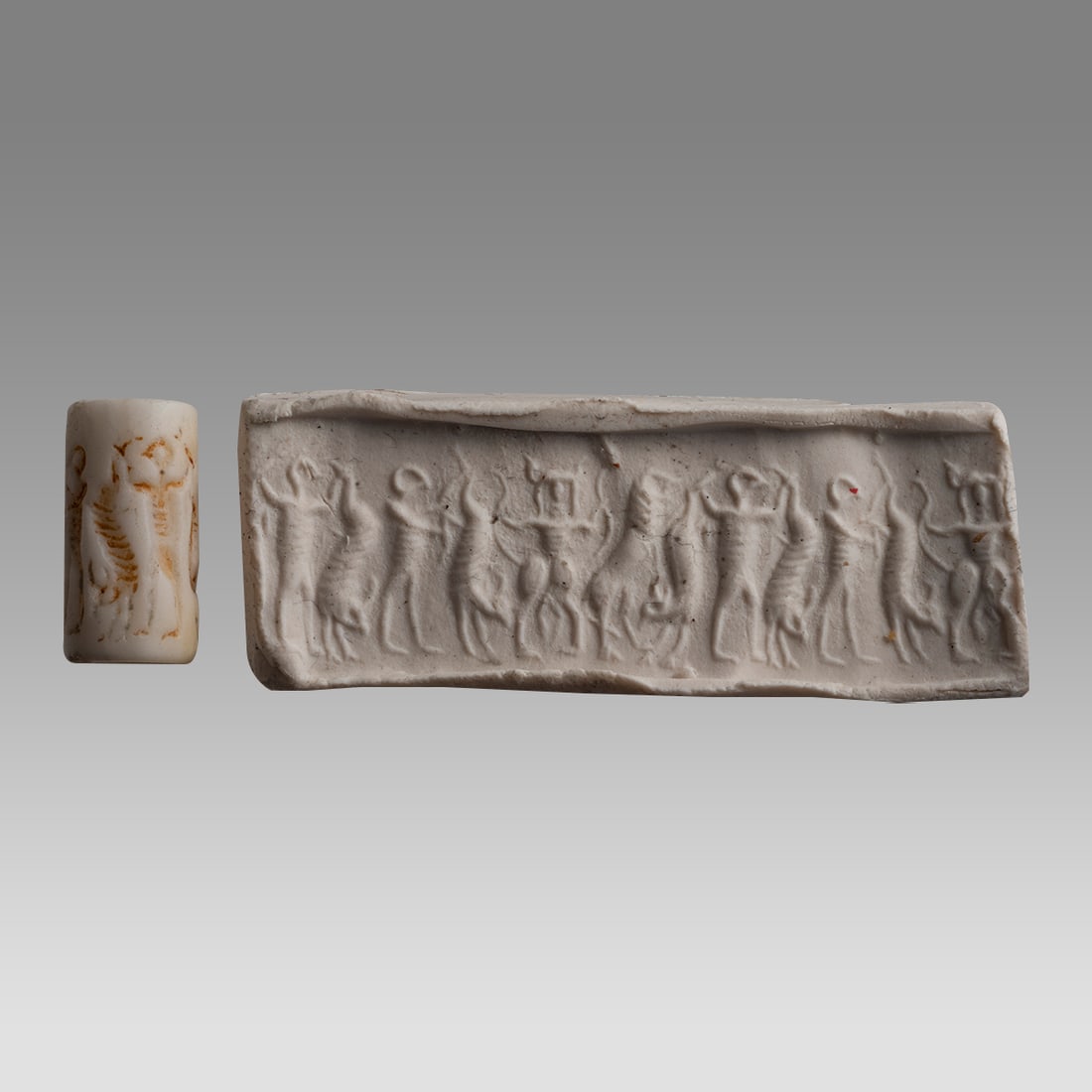 Ancient Near Eastern Akkadian Stone Cylinder Seal c.2350â€“2150 BC. (1 of 2)