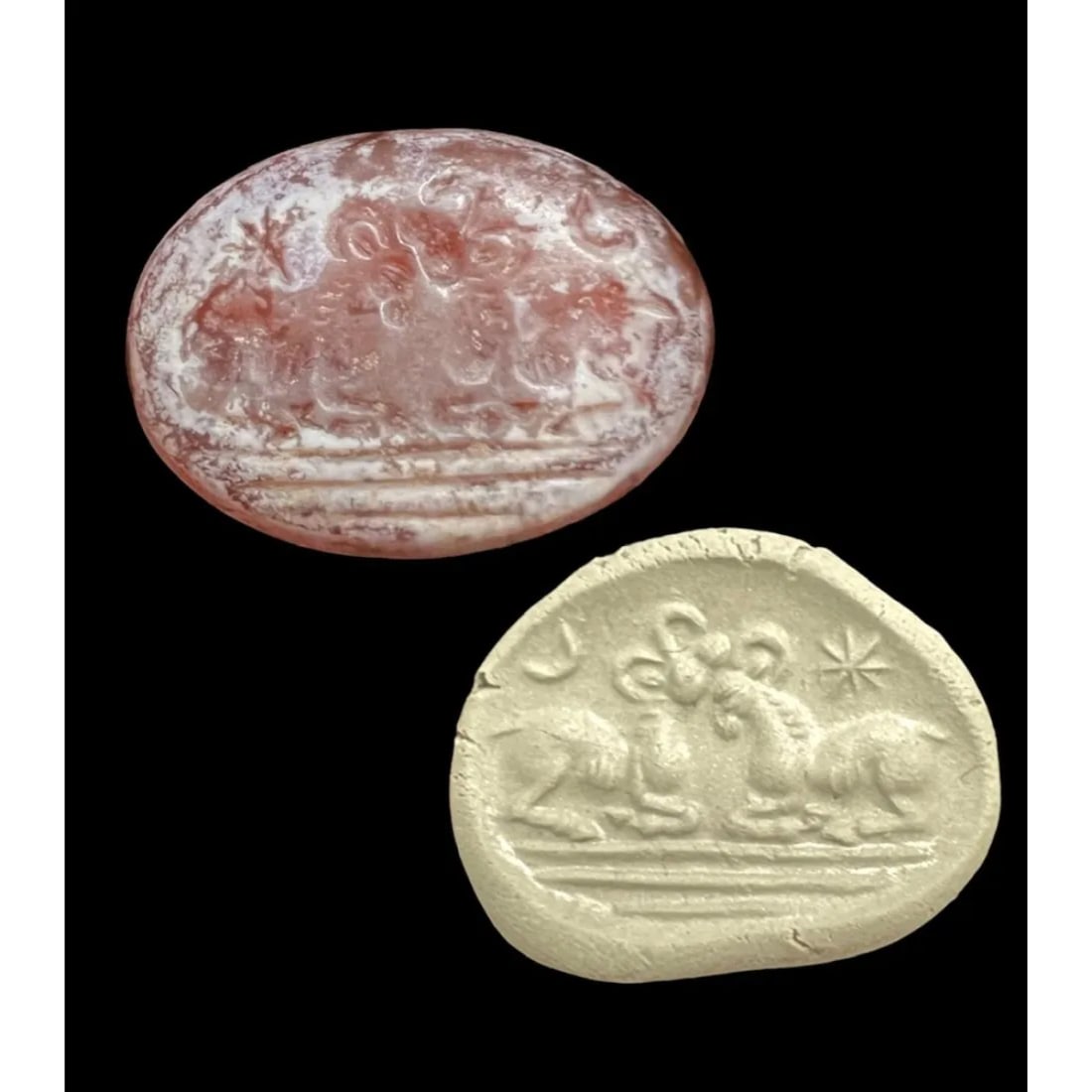 Ancient Sassanian Agate Intaglio Seal With Stags c.2nd-3rd century AD. (1 of 5)