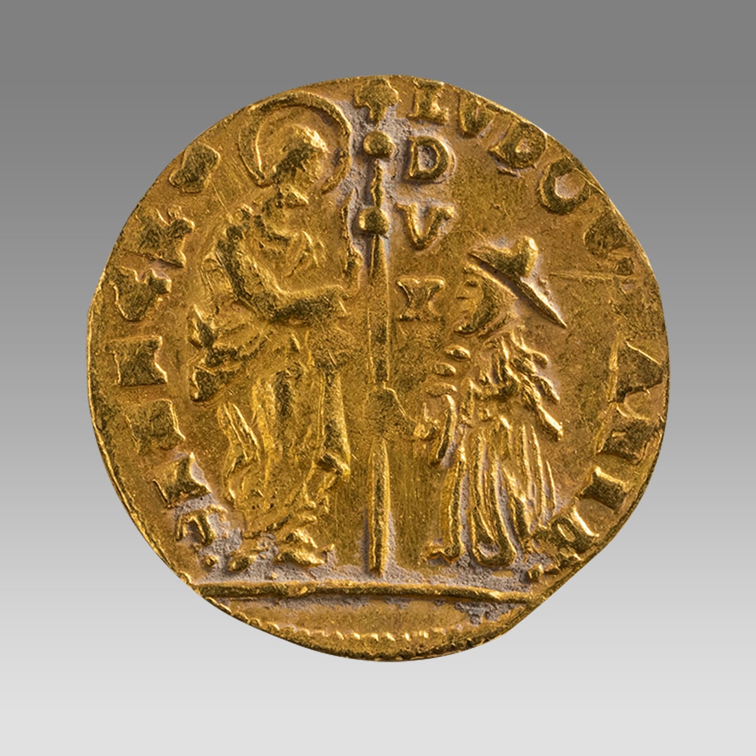 ITALY, Venezia (Venice). Ludovico Manin. 1789-1797. AV Zecchino (21mm, 3.51 g, 12h).: ITALY, Venezia (Venice). Ludovico Manin. 1789-1797. AV Zecchino (21mm, 3.51 g, 12h). Saint Mark standing right, blessing Doge kneeling left and holding cross-tipped staff / Christ standing facing, rai