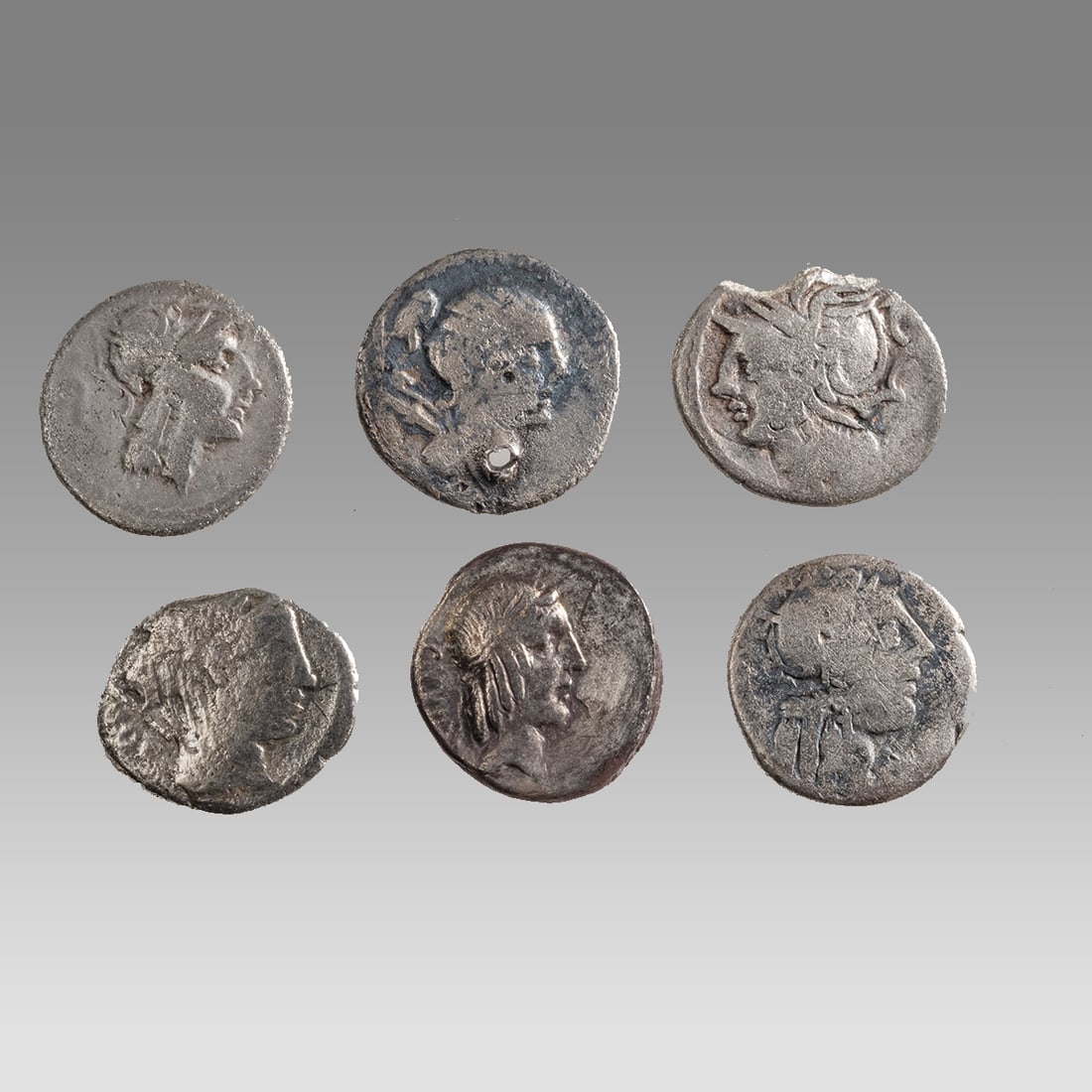 Lot of 6 Ancient Roman Republic Silver Denarius c.2nd century BC. (1 of 2)