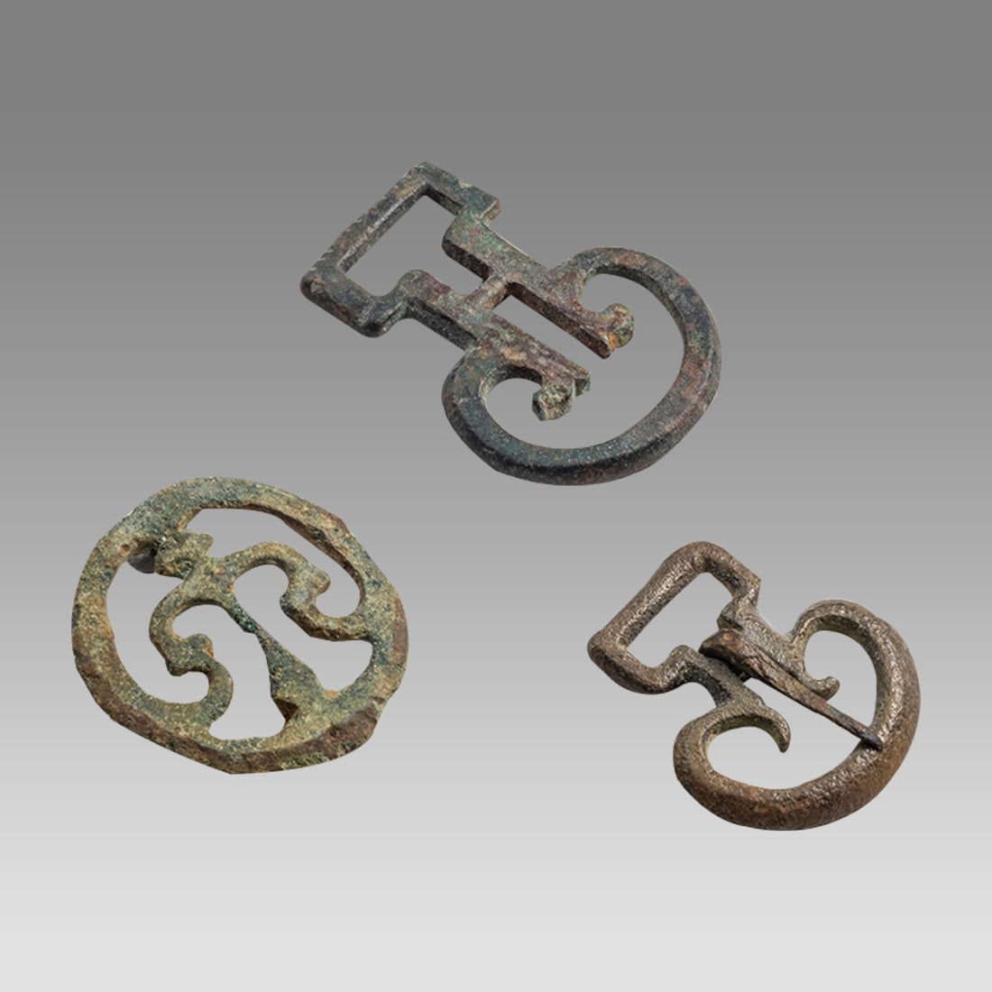 Lot of 3 Ancient Roman Bronze Buckles c.1st-2nd century AD. (1 of 2)