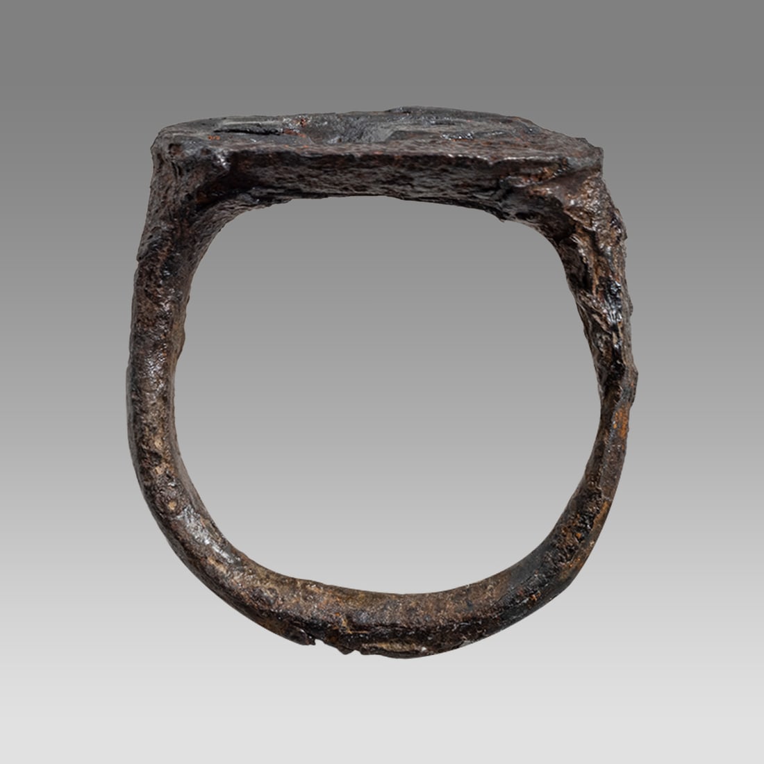 Ancient Roman Iron Ring With Deer c.1st-2nd century AD. (1 of 2)