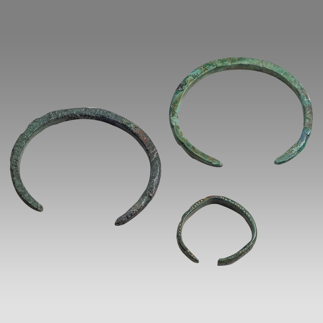 Lot of 3 Ancient Bronze Age Bronze Bracelets c.2000 BC. (1 of 2)