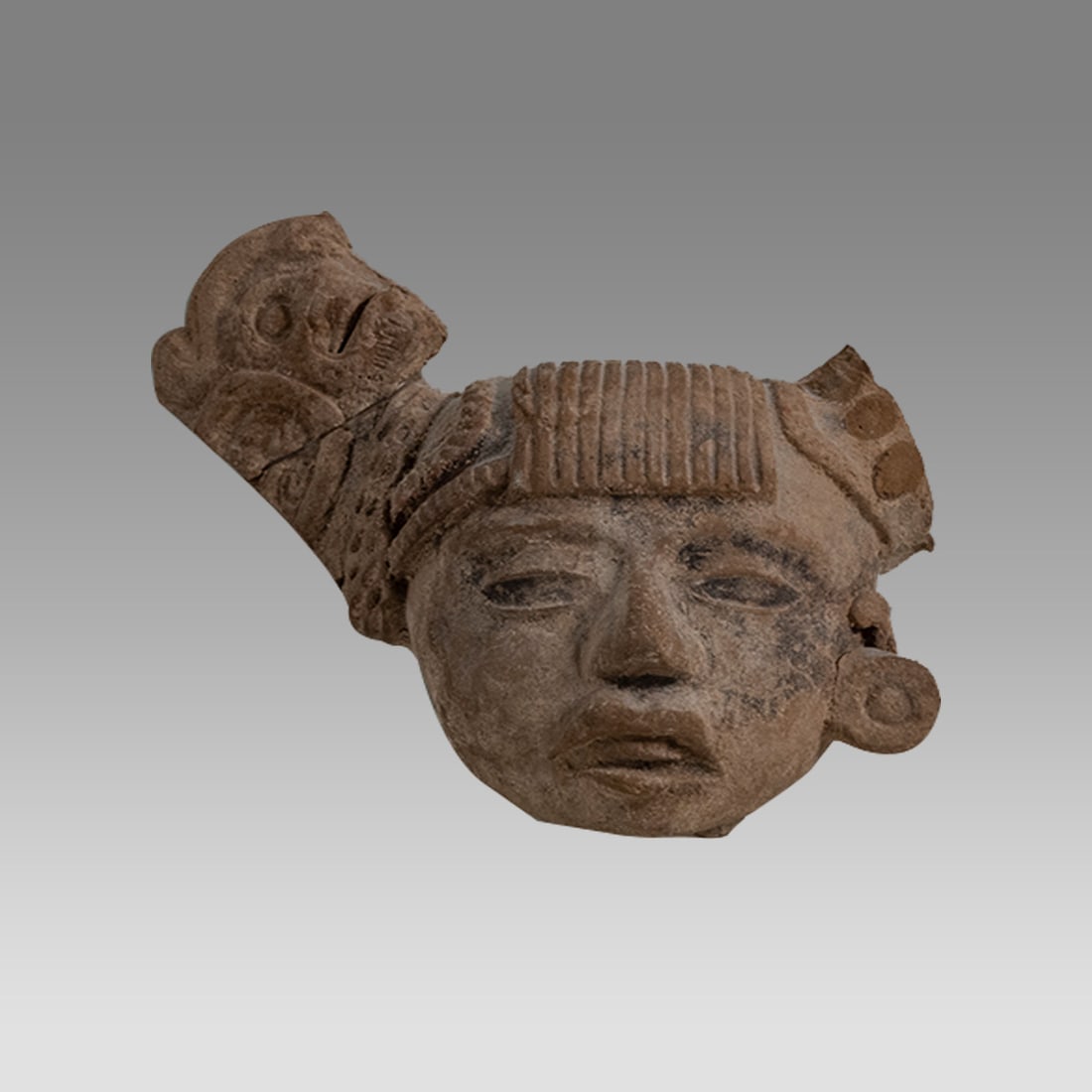 Ancient Pre Columbian Mayan Pottery Head Mexico. c.500-900 AD. (1 of 2)