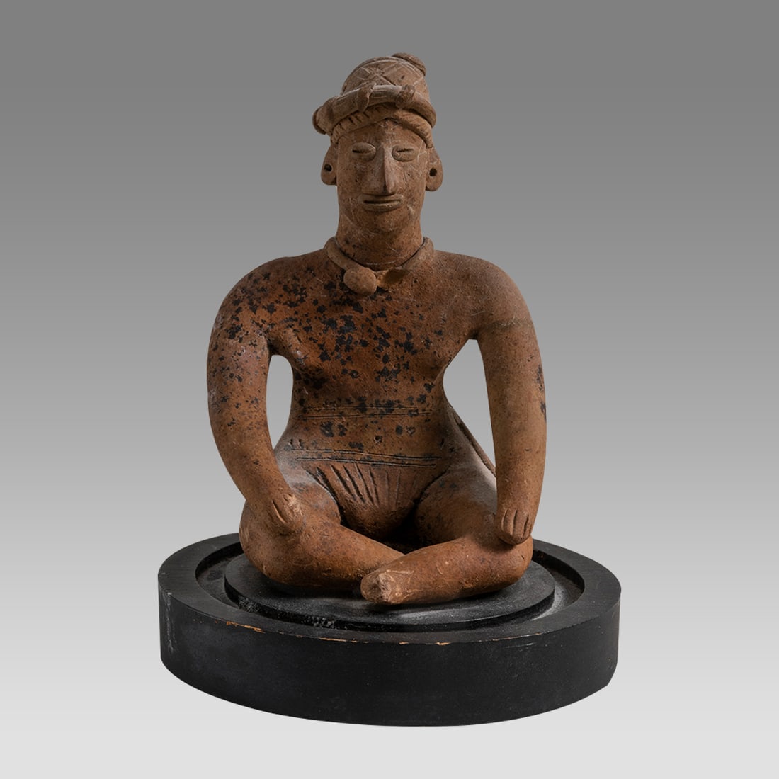 Ancient Pre Columbian Colima Pottery Seated Figure Mexico. c.100 BC-250 AD. (1 of 3)