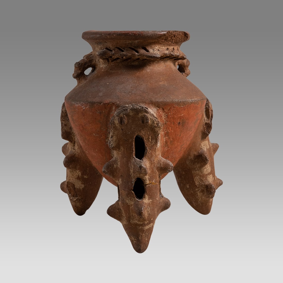 Ancient Pre Columbian Costa Rican Tripod Vessel Ca. 500-1000 A.D. (1 of 3)