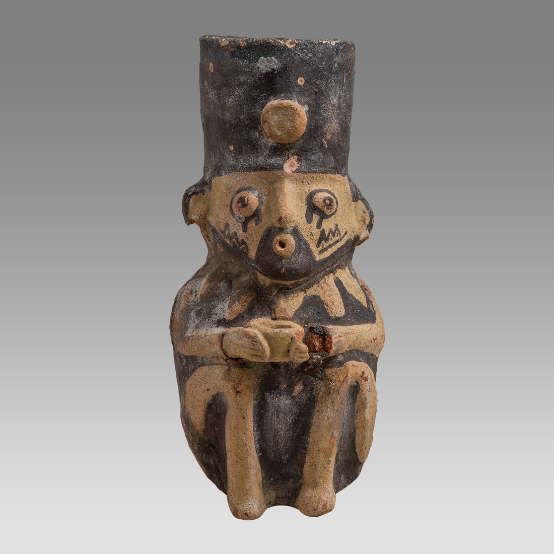 Chancay Style Seated Chief Drinking from Kero Vessel. (1 of 4)