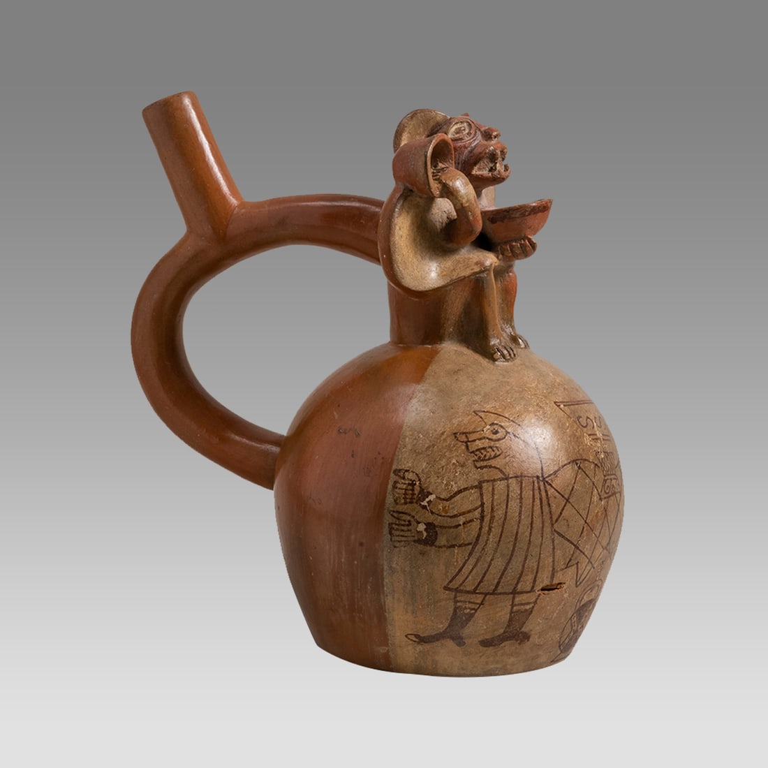 Moche Bat Deity Pottery Vessel c.500-700 AD.: Moche Bat Deity Pottery Vessel c.500-700 AD. Size 8 3/4 inches high, 8 1/8 inches wide. Provenance: Estate of David Sheridan, Branchburg, NJ., acquired 1950â€™s to early 2000â€™s, by descent