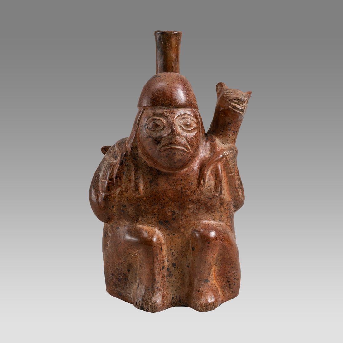 Moche Style Pottery Vessel Man Carrying Llama. (1 of 4)