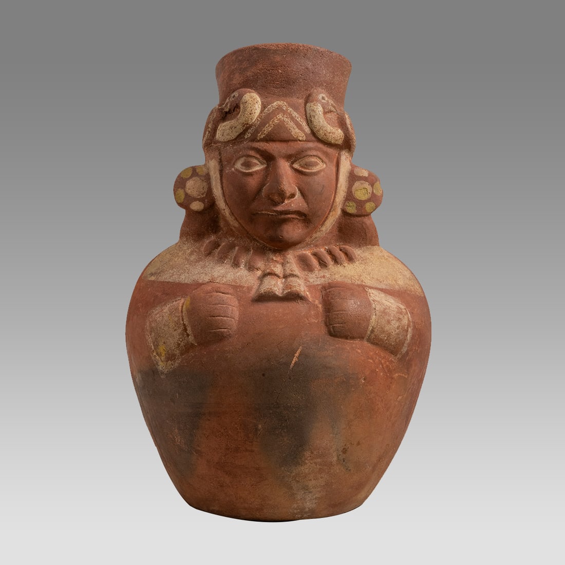 Moche Figural Vessel with Cormorant Headdress c.500-700 AD. (1 of 3)