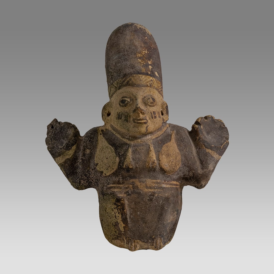 Pre-Columbian Polychrome Chancay Cuchimilco â€œStar Gazerâ€ Figure (ca 1200-1470 CE).: Pre-Columbian Polychrome Chancay Cuchimilco â€œStar Gazer” Figure (ca 1200-1470 CE). Size 8 inches high. From the pre-Inca Chancay culture of central coastal Peru. Cuchimilcos have always be