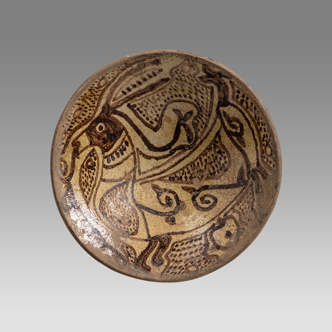 Ancient Islamic Persian Nishapur Ceramic Bowl With Animal c.10th century AD. (1 of 4)