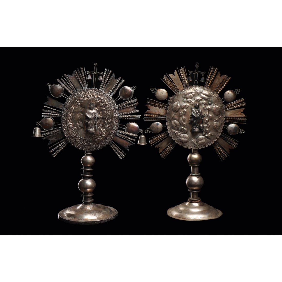 Pair of Guatemala Silver Christian Monstrances Ca. 1850 A.D. (1 of 4)