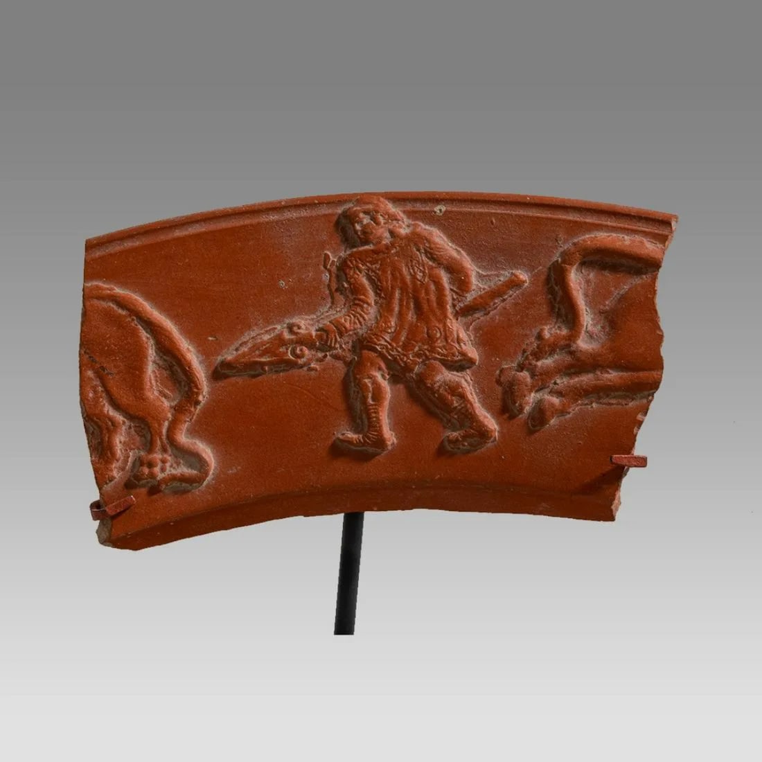 Ancient Roman North African Pottery Fragment with Hunter c.2nd century AD. (1 of 2)