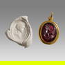 Ancient Roman Garnet Intaglio With Artemis, gold pendant c.2nd century AD.