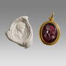 Ancient Roman Garnet Intaglio With Artemis, gold pendant c.2nd century AD.