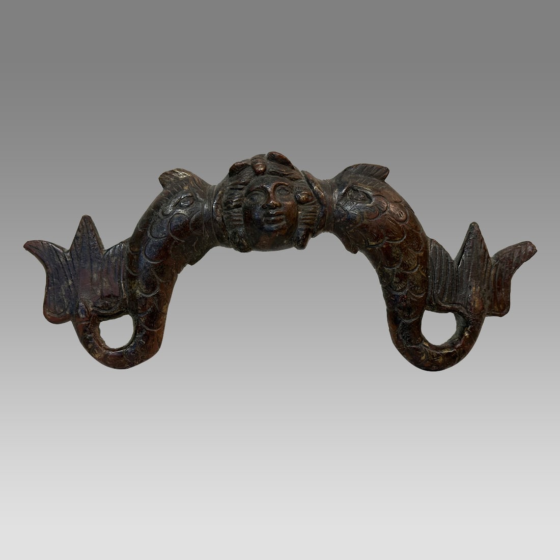 Ancient Roman Bronze Handle with Medusa c.1st-2nd century AD. (1 of 4)
