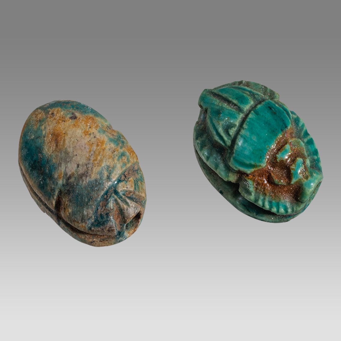 Lot of 2 Ancient Egyptian Steatite stone Scarabs Late period c.700-30 BCE. (1 of 2)