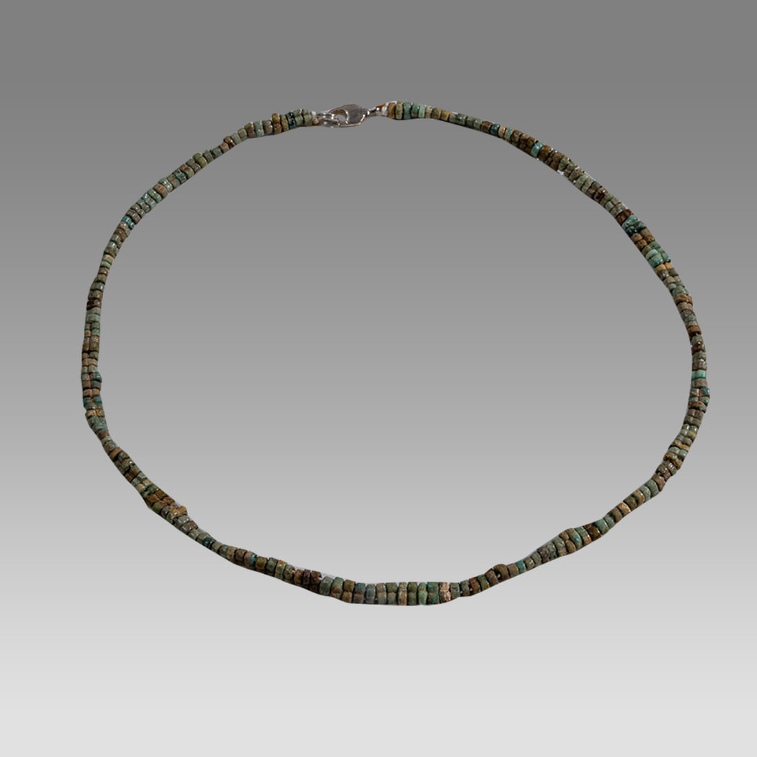 Ancient Egyptian Faience, Bead Necklace c.300-50 BC.: Ancient Egyptian Faience, Bead Necklace c.300-50 BC. Size 18 1/4 inches length. Great Looking single strand Faience Bead necklace. wearable. Provenance: Ex Secret Eyes Gallery New York 1970's-1980's