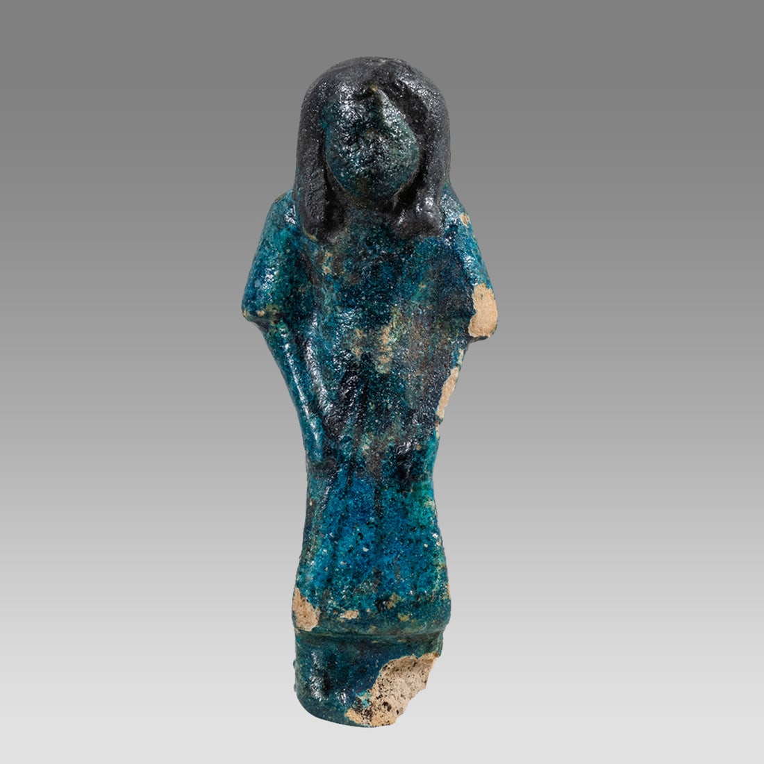 Ancient EGYPTIAN Faience Overseer Ushabti With Heiroglyph Late Period c.664-332 BC BC. (1 of 2)