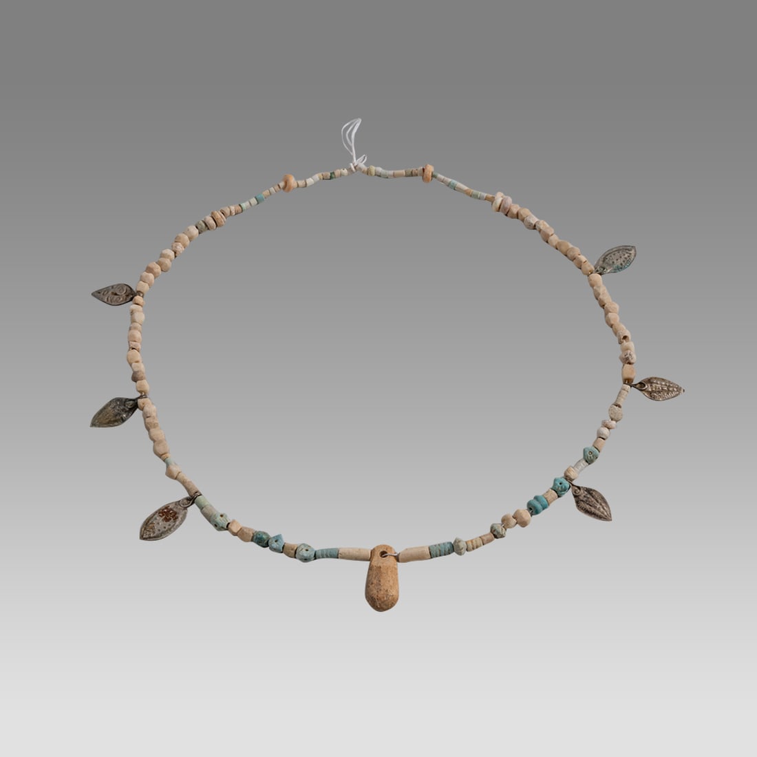 Ancient Roman Faience, Stone Beads With Silver Amulets Necklace c.1st-2nd century AD. (1 of 1)