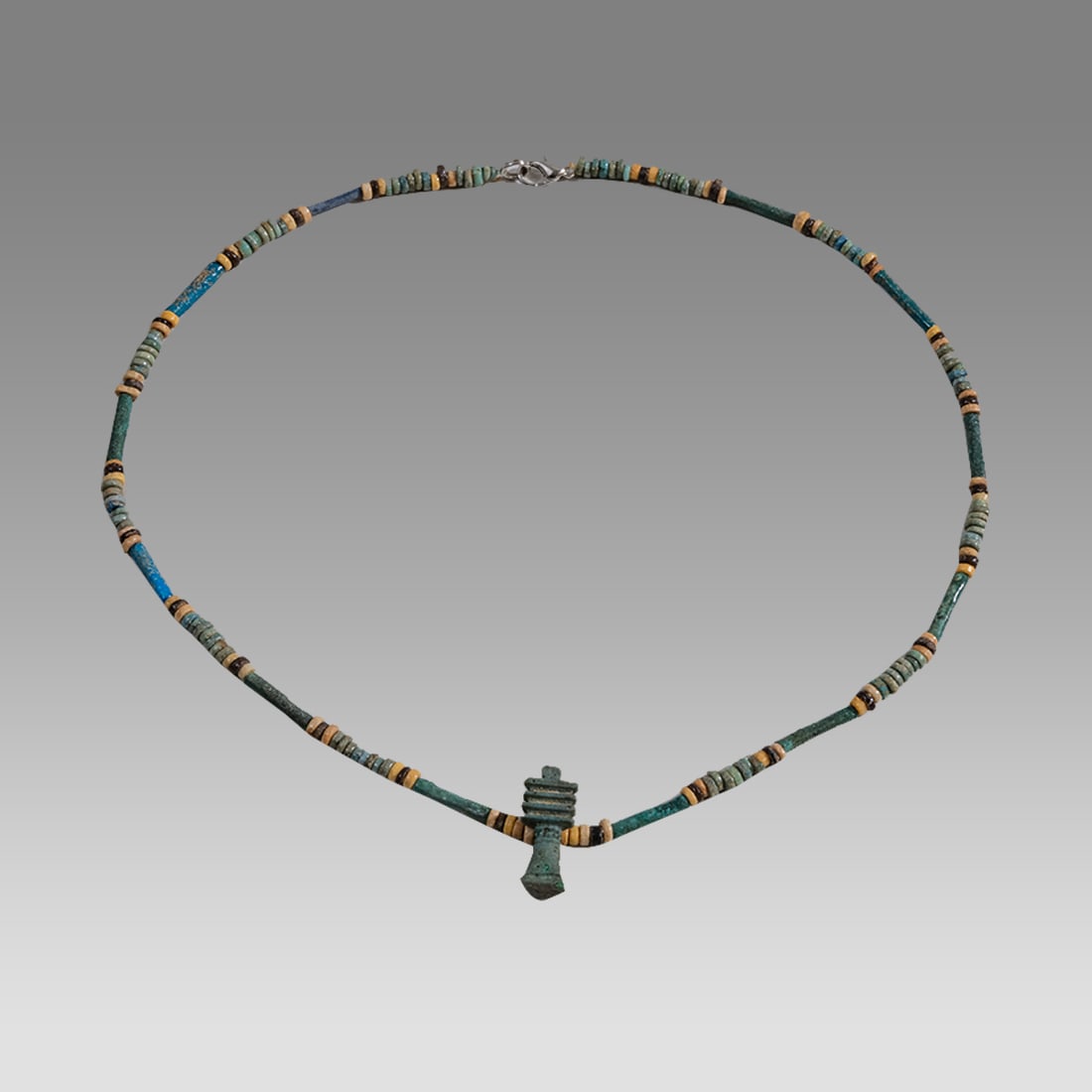 Ancient Egyptian Faience, Bead Necklace With Djed Amulet c.700-30 BC. (1 of 1)