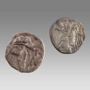 KINGS of PARTHIA. Phraates IV. / Mithradates II.Silver Drachms.(2): KINGS of PARTHIA. Phraates IV. / Mithradates II.Silver Drachms.(2) (121-91 BC. Mithradates II) . (38-2 BC. Phraates IV). Silver Drachms (2). Size 20 - 18 mm. weight 3.25 - 3.06 grams. Diademed bust le